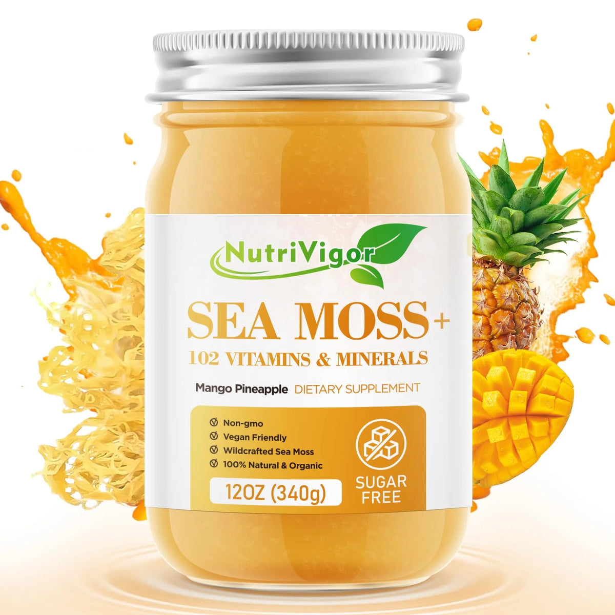 Organic Sea Moss Gel 12 OZ Mango Pineapple Flavor X262