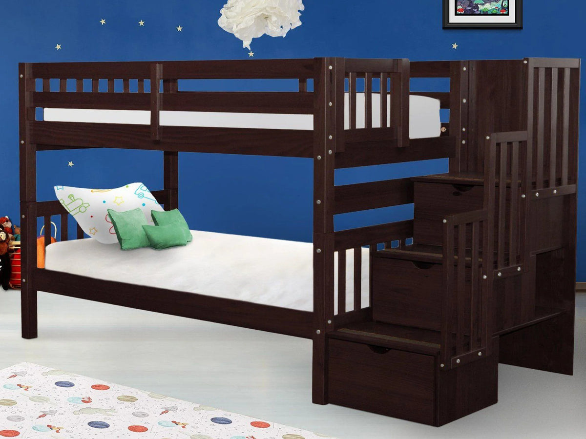 Twin over Twin Bunk Beds with 3 Drawers I568066