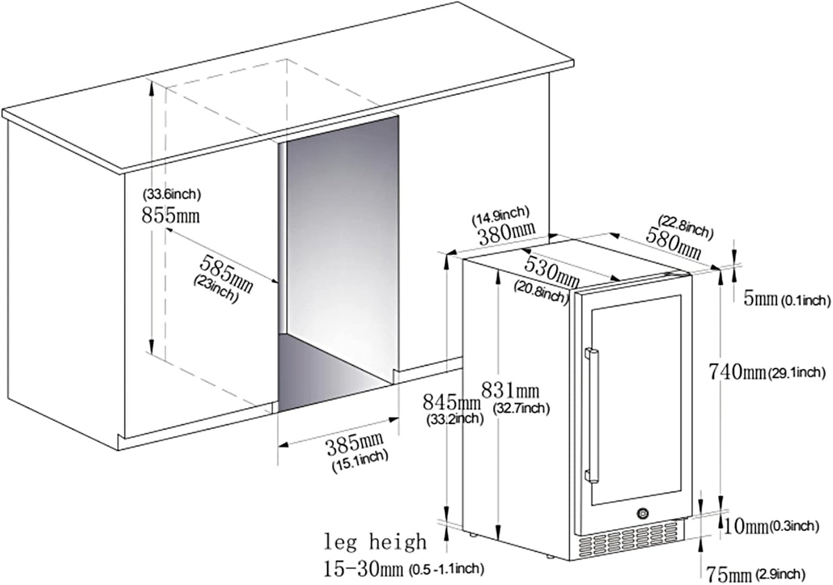 15 Inch Stainless Steel Beverage Refrigerator 100 Cans P70908