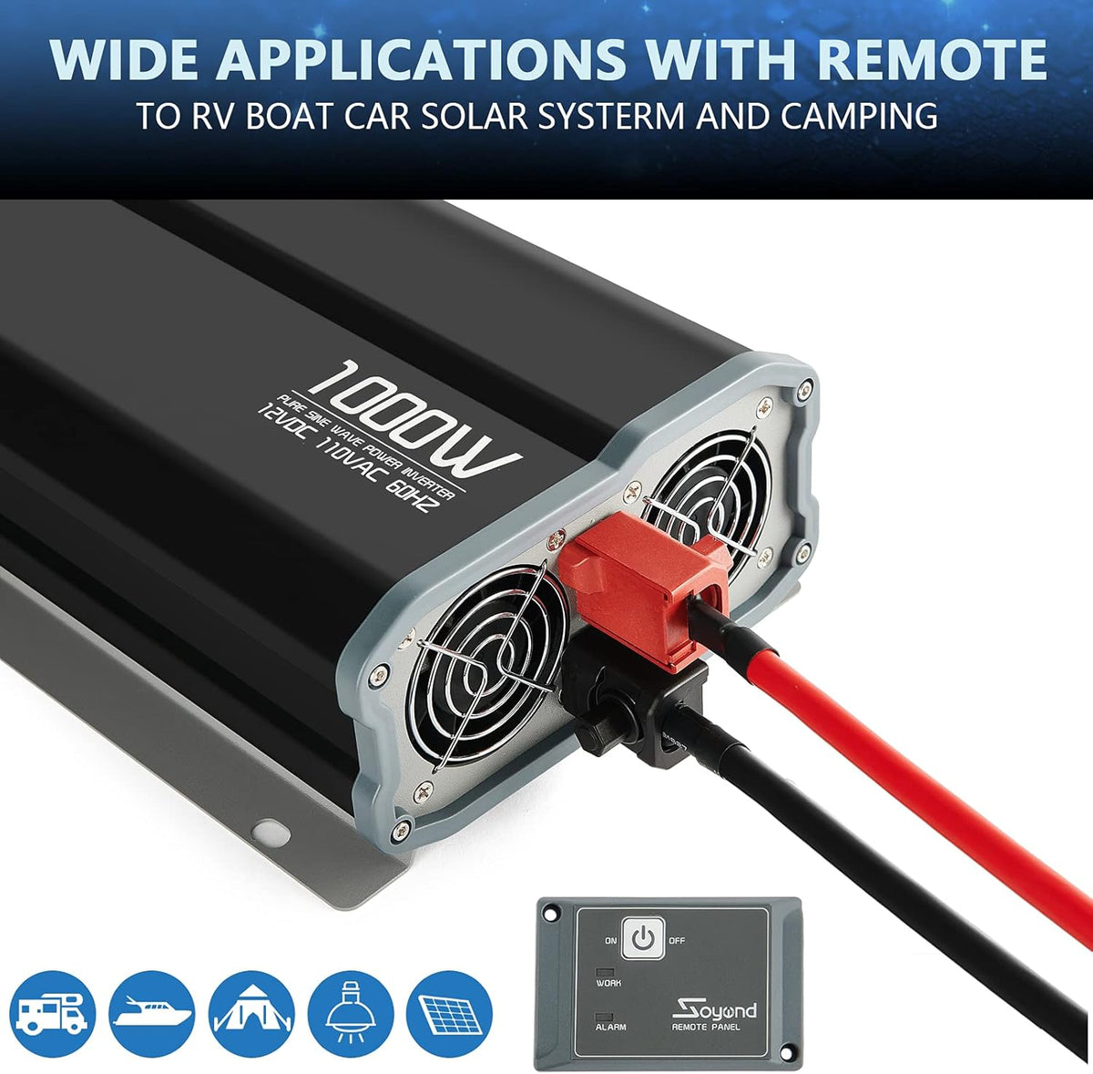 Pure Sine Wave 2000 Watt Power Inverter with Remote Controller X573107