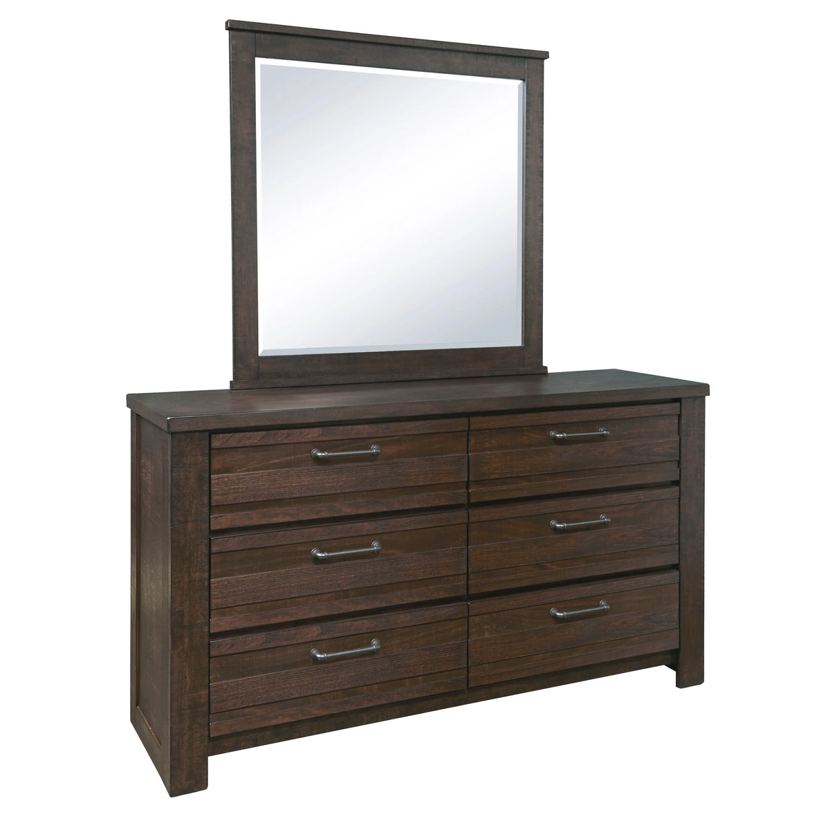 Espresso Wood Bedroom Set with King Bed Dresser Mirror Nightstand Chest N124782