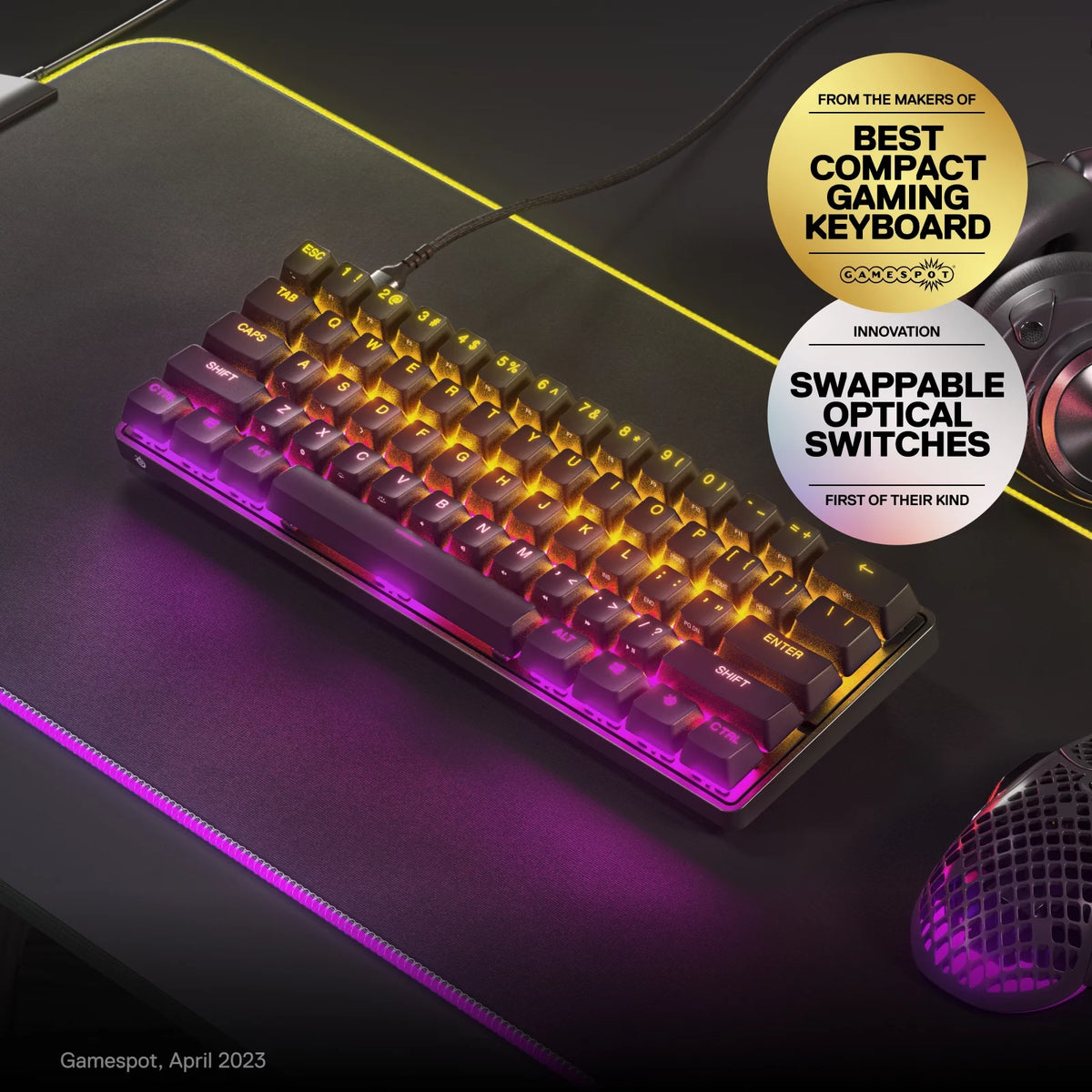 Wired 60% Gaming Keyboard with RGB Lighting - Black A59357