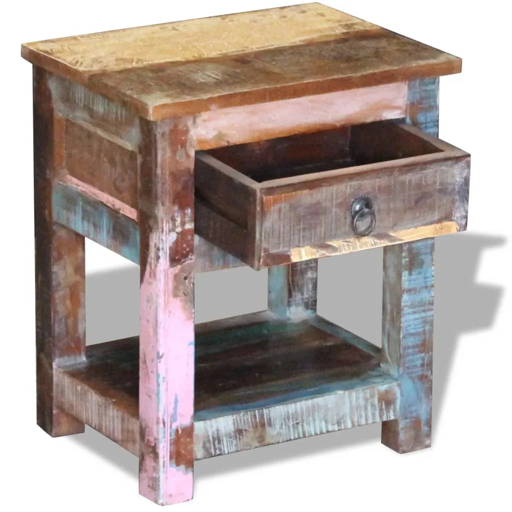 Solid Reclaimed Wood Side Table with 1 Drawer P743