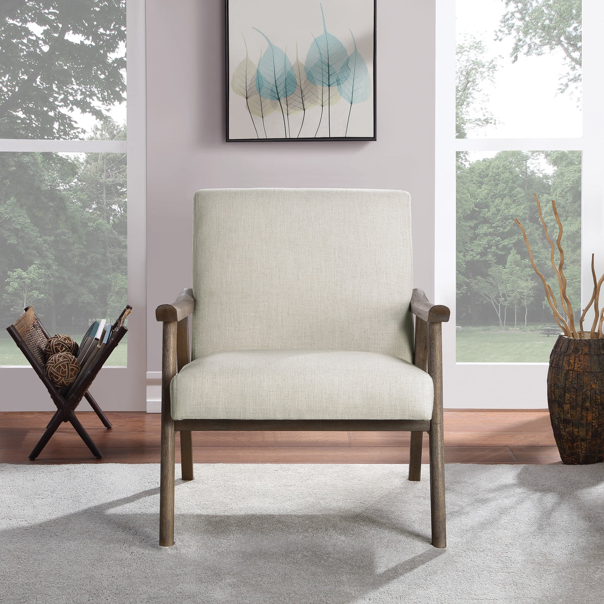 Linen White Fabric Armchair N47459