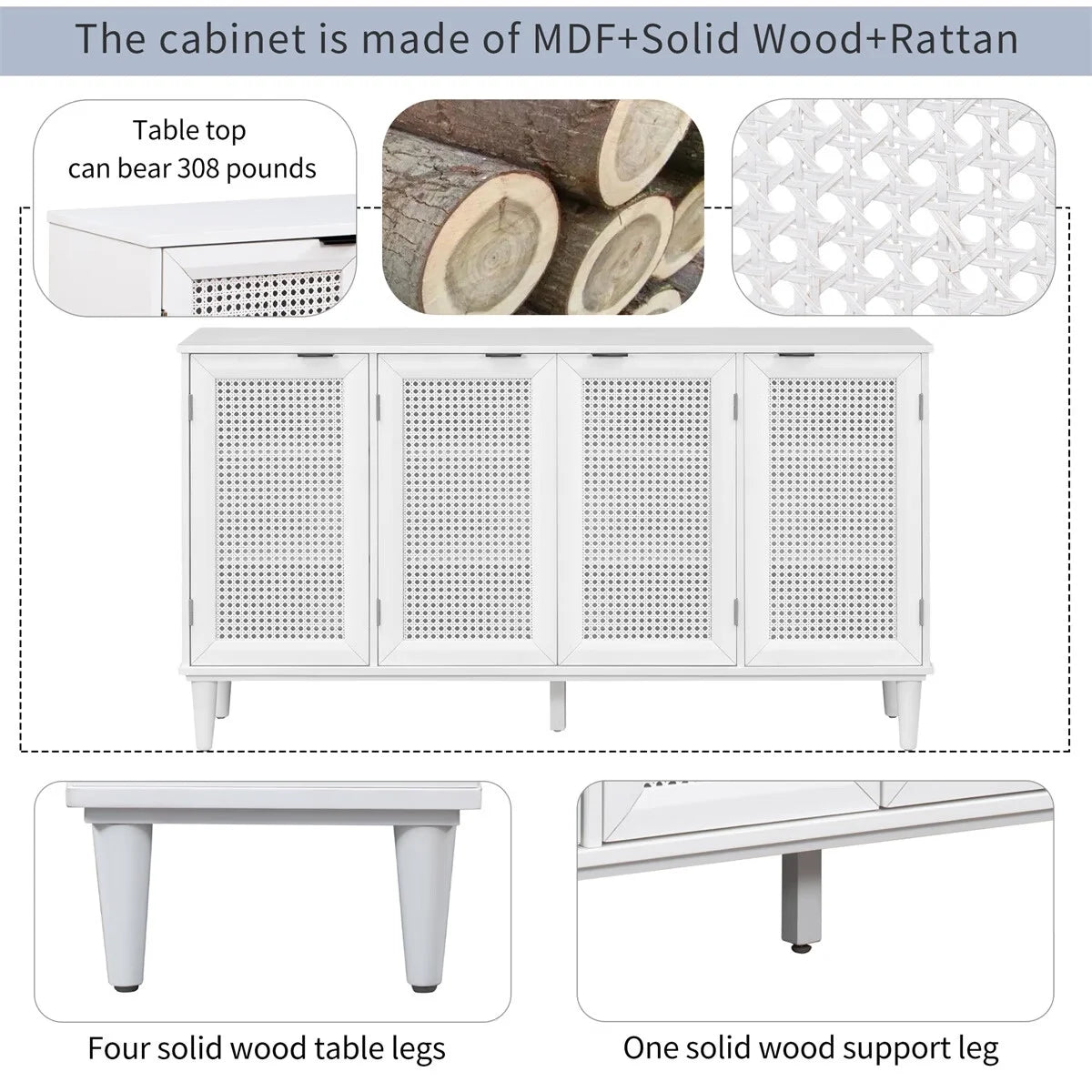 Large Storage Sideboard with Artificial Rattan Door H81978
