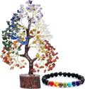 Gemstone Crystal Bonsai Tree with Chakra Bracelet W36569