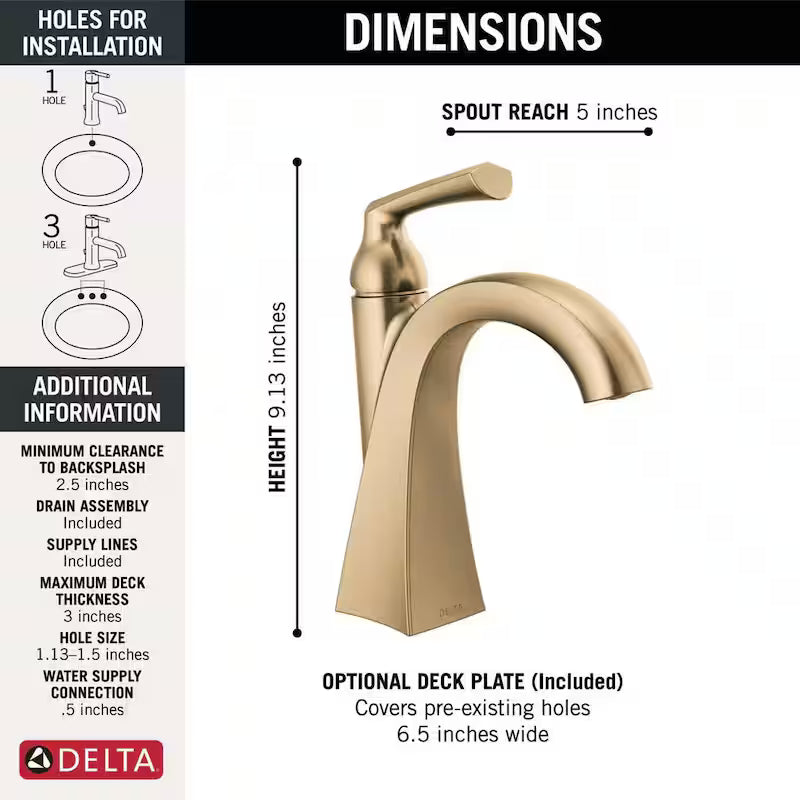 Single-Handle Single Hole Bathroom Faucet in Champagne Bronze B44713