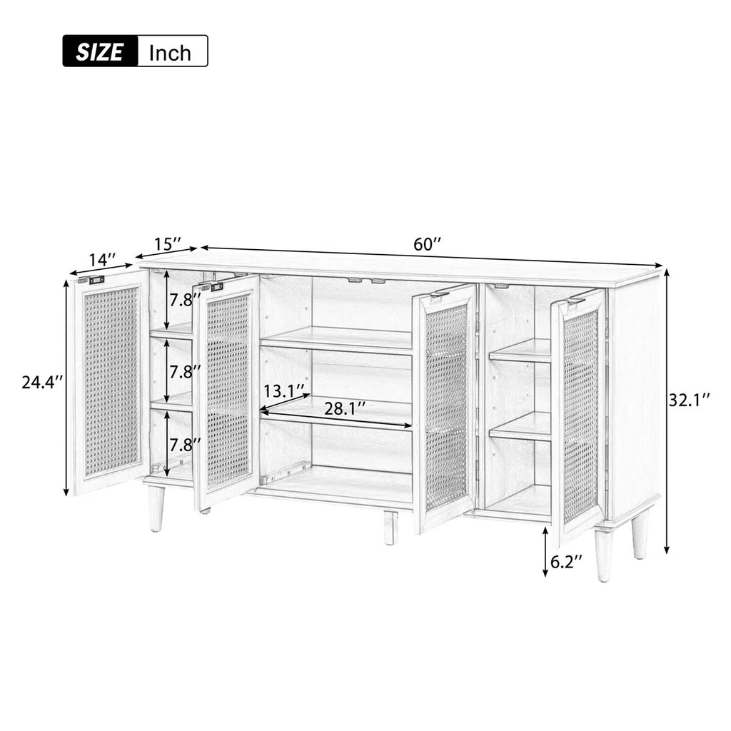 Large Storage Sideboard with Artificial Rattan Door H81978