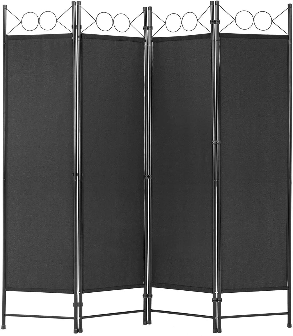 4 Panel 6 ft Black Steel Room Divider H565