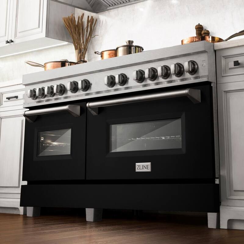 9 Burner Double Oven Dual Fuel Range with Black Matte Door L707