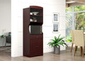 Espresso Microwave Stand with Sliding Glass Cabinet Y964