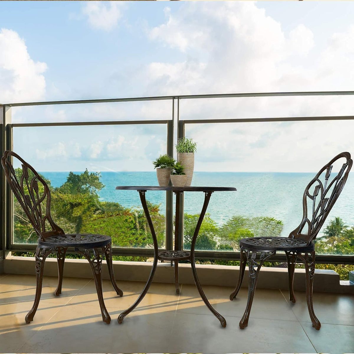 3 Piece Cast Aluminum Outdoor Table and Chairs Set X966