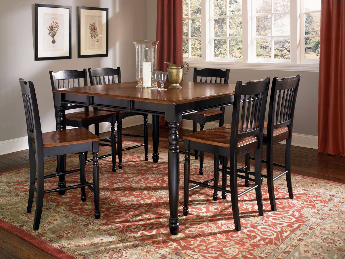 Oak-Black Slatback Counter Chair I833