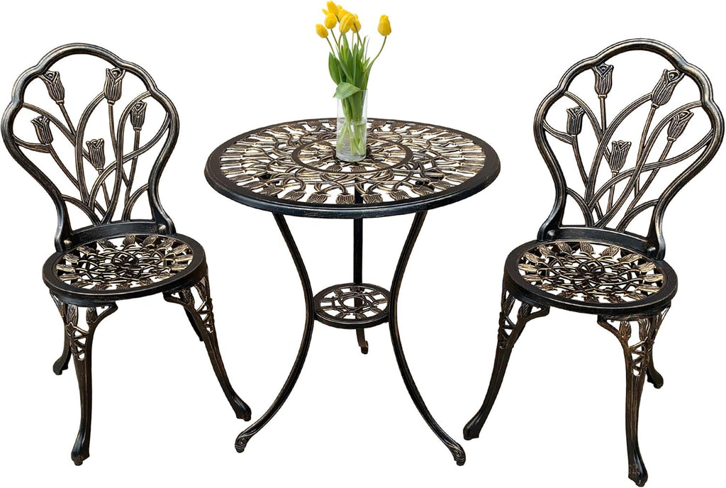 3 Piece Cast Aluminum Outdoor Table and Chairs Set X966