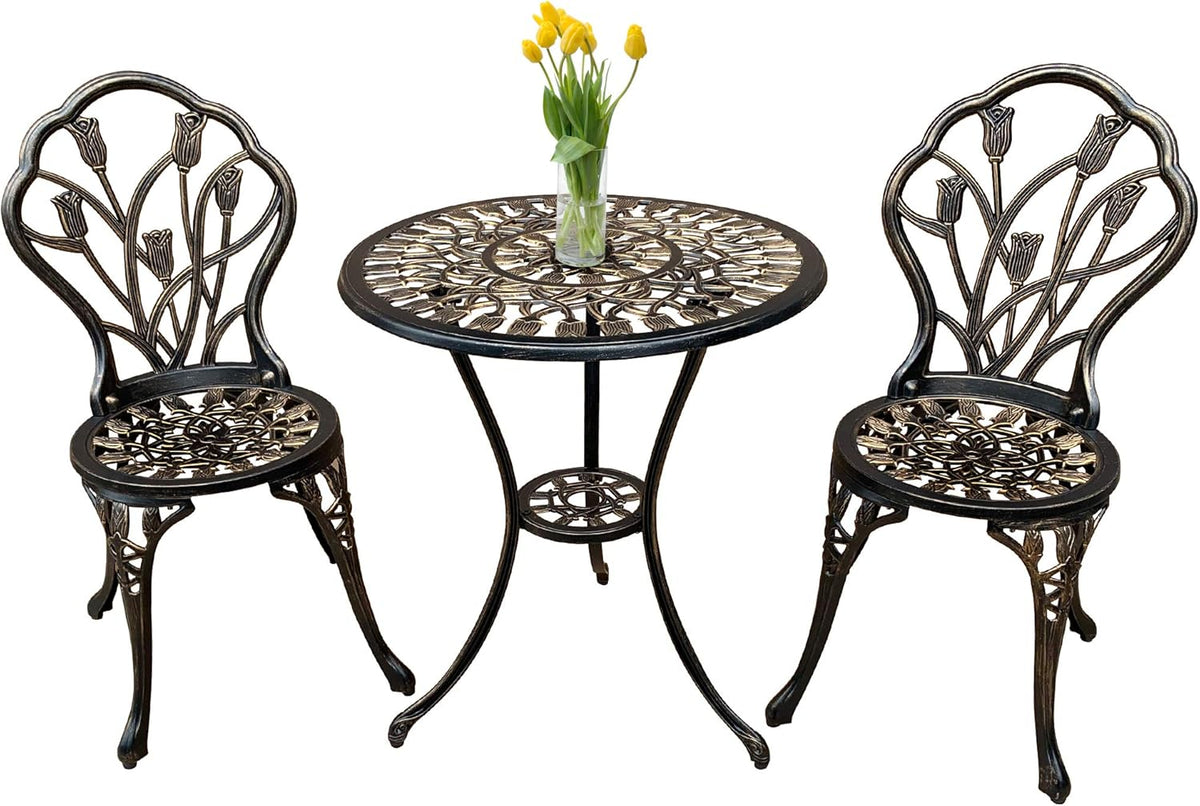3 Piece Cast Aluminum Outdoor Table and Chairs Set X966