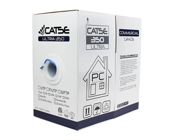 Cat5e Unshielded Bulk Ethernet Cable, Indoor, cm Rated, UTP, 24 AWG White T83190