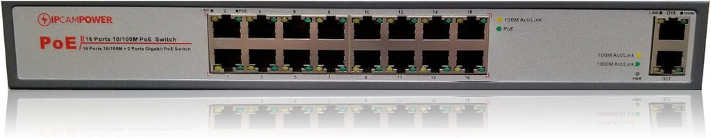 16 Port POE Network Switch with 2 Gigabit Uplink Ports B84362