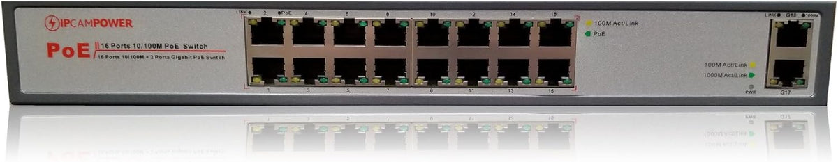 16 Port POE Network Switch with 2 Gigabit Uplink Ports B84362