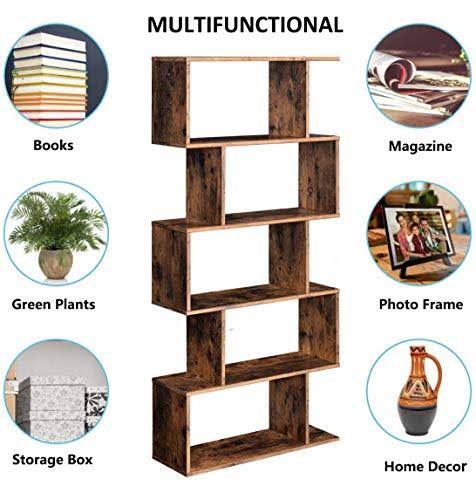 5 Tier S-Shaped Wood Bookcase X27797