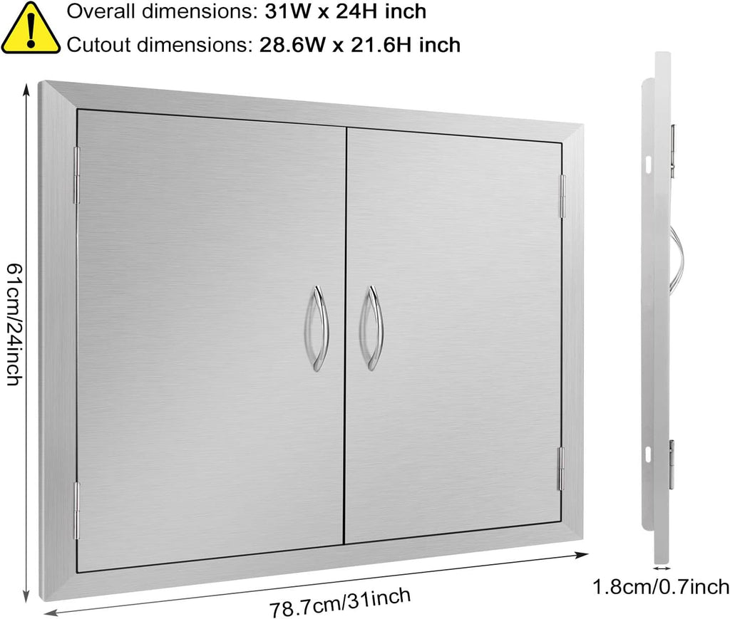 Stainless Steel Double Wall Outdoor Kitchen Doors 31W x 24H Inch X3207