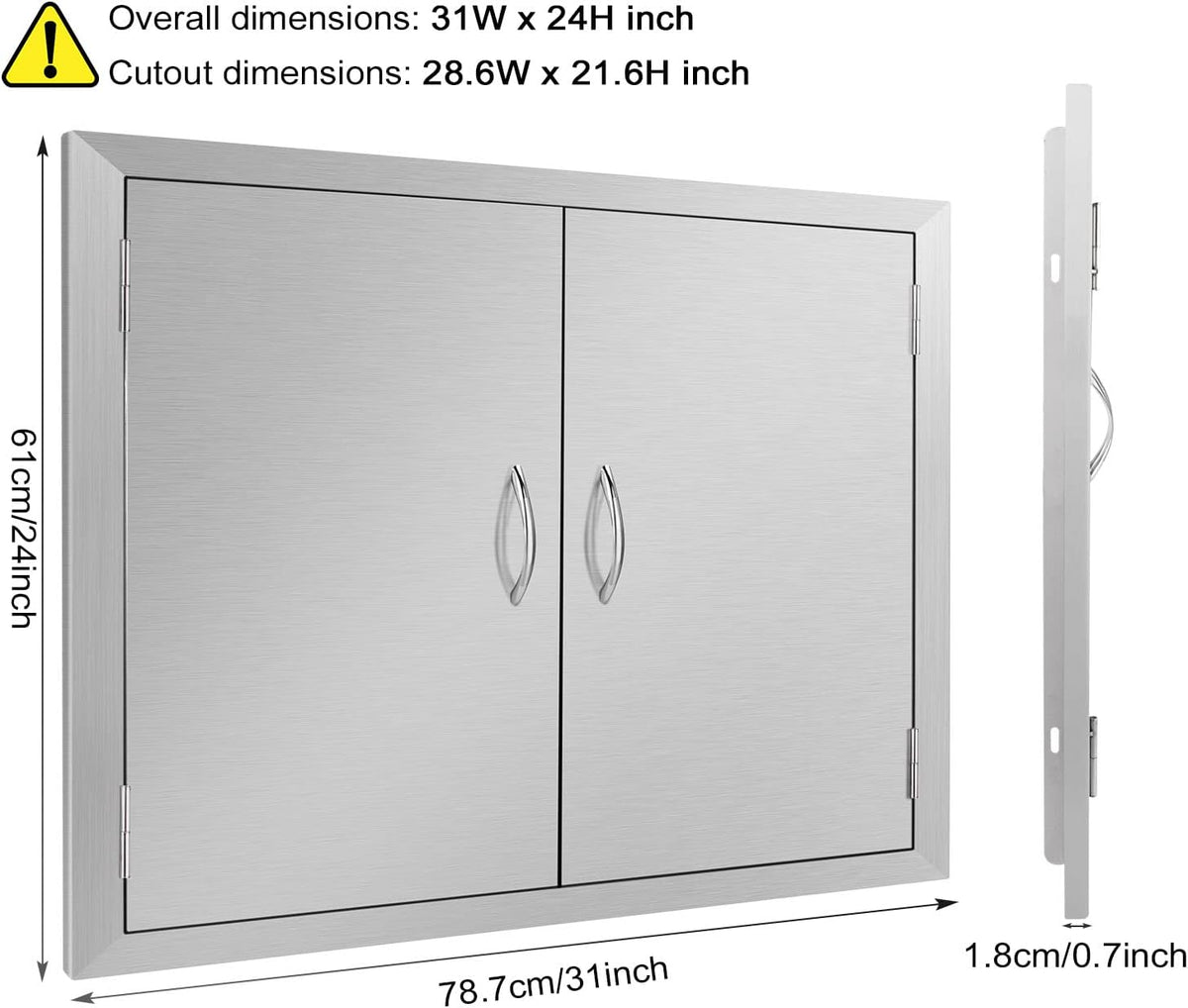 Stainless Steel Double Wall Outdoor Kitchen Doors 31W x 24H Inch X3207
