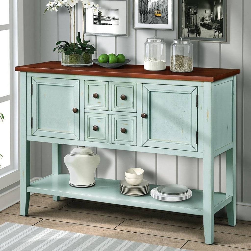 Dark Blue Sideboard Console Table with Bottom Shelf Z9249