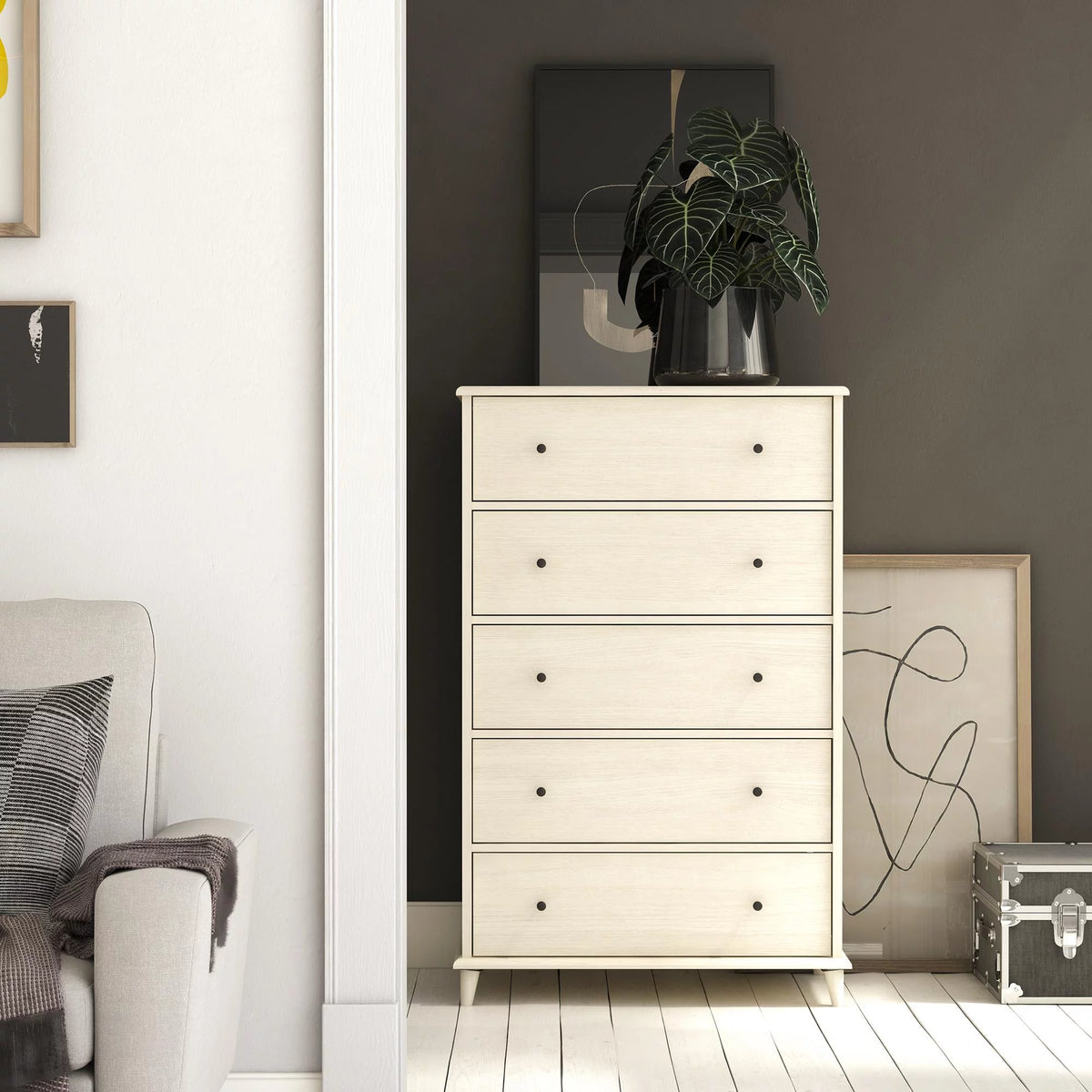 Ivory Oak 5-Drawer Dresser W267