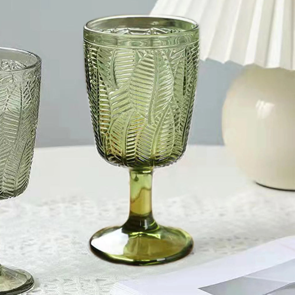 Green Embossment Texture Glass Goblet N625832