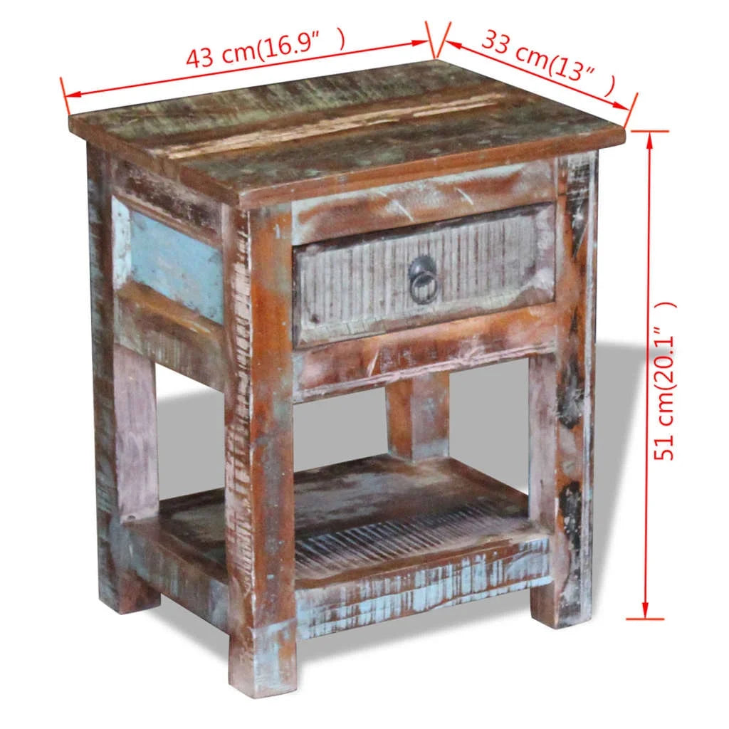 Solid Reclaimed Wood Side Table with 1 Drawer P743