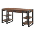 60" Industrial Wood Computer Desk in Dark Walnut Z483