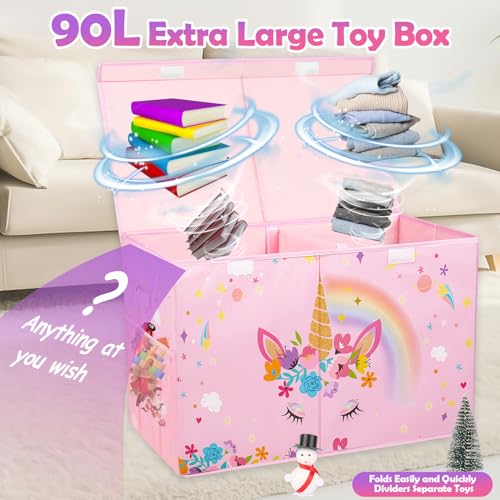 Pink Collapsible Toy Box with Lids E423