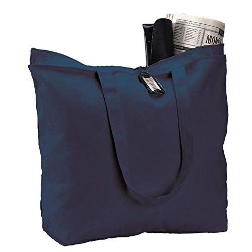 6 Pack Large Canvas Tote Bag with Zippered Closure M76167