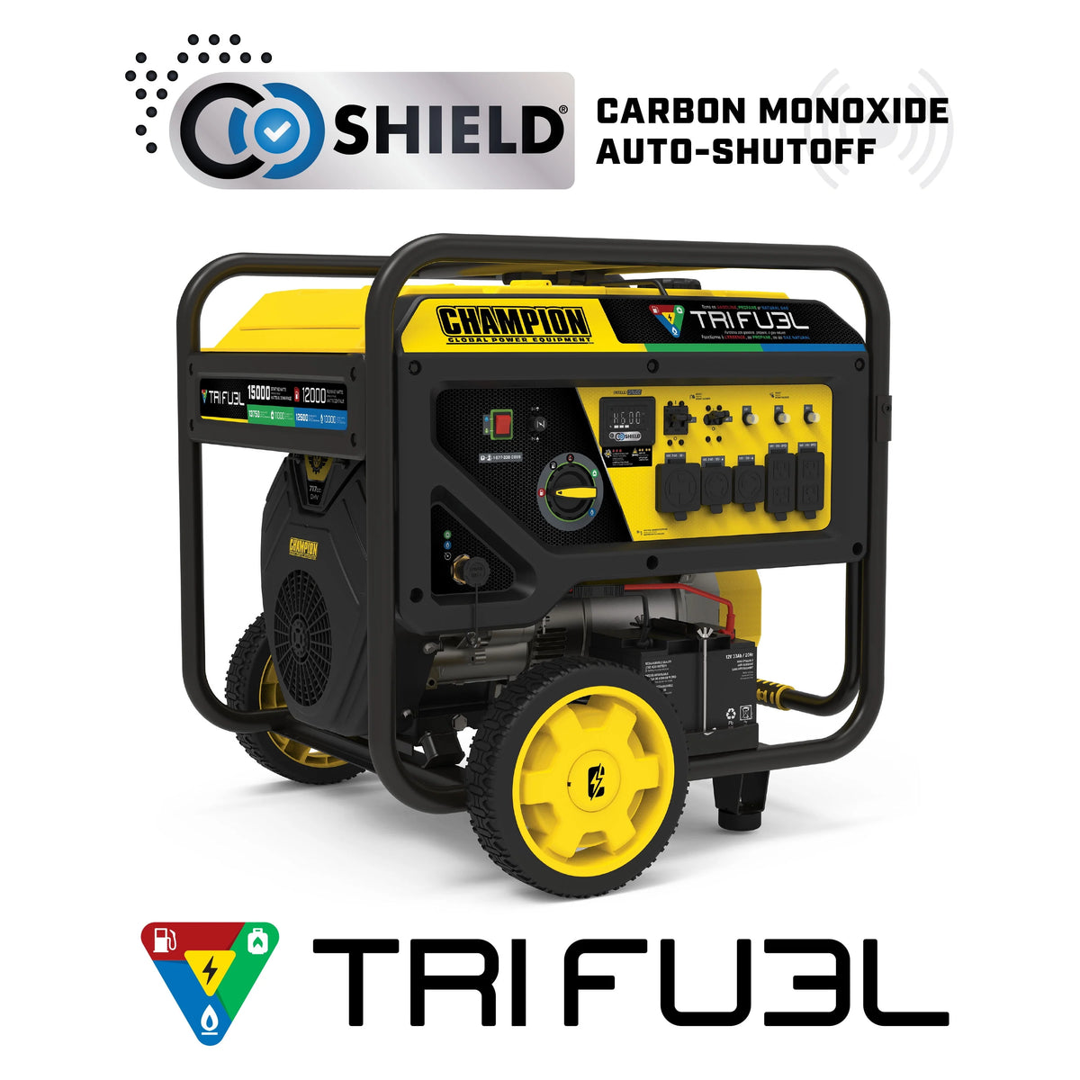12,000-Watt Tri-Fuel Portable Generator with Electric Start C595606
