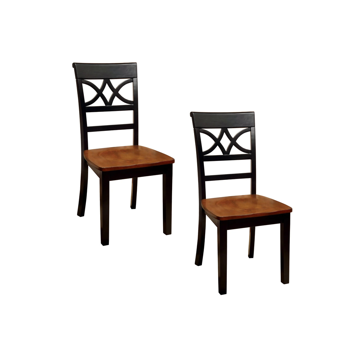 Black and Cherry Wood Dining Chairs, Set of 2 A289