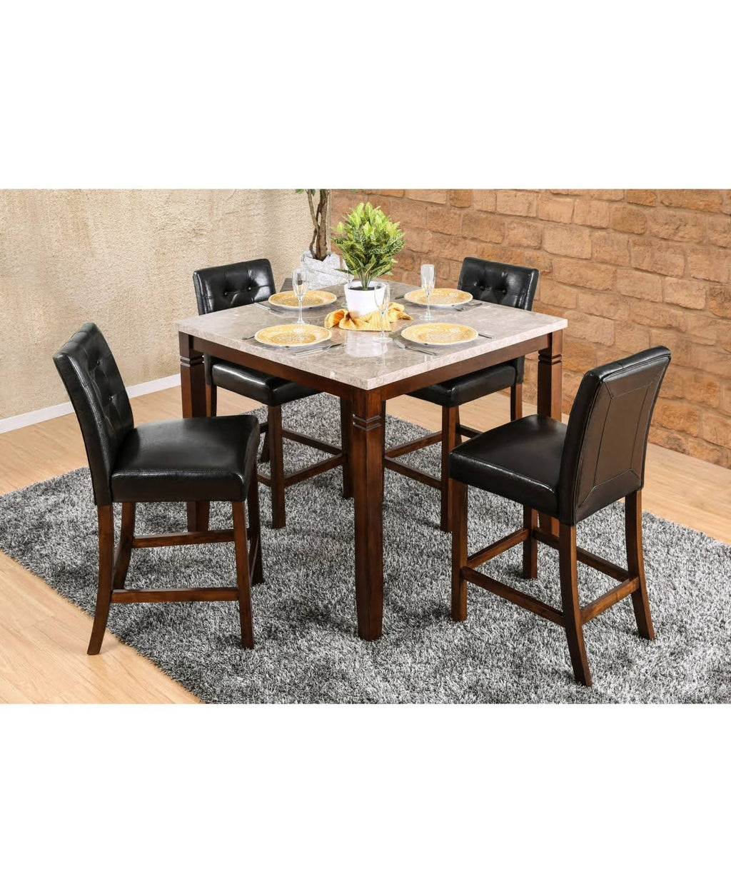 Upholstered Counter Stool Set of 2 Brown P57020