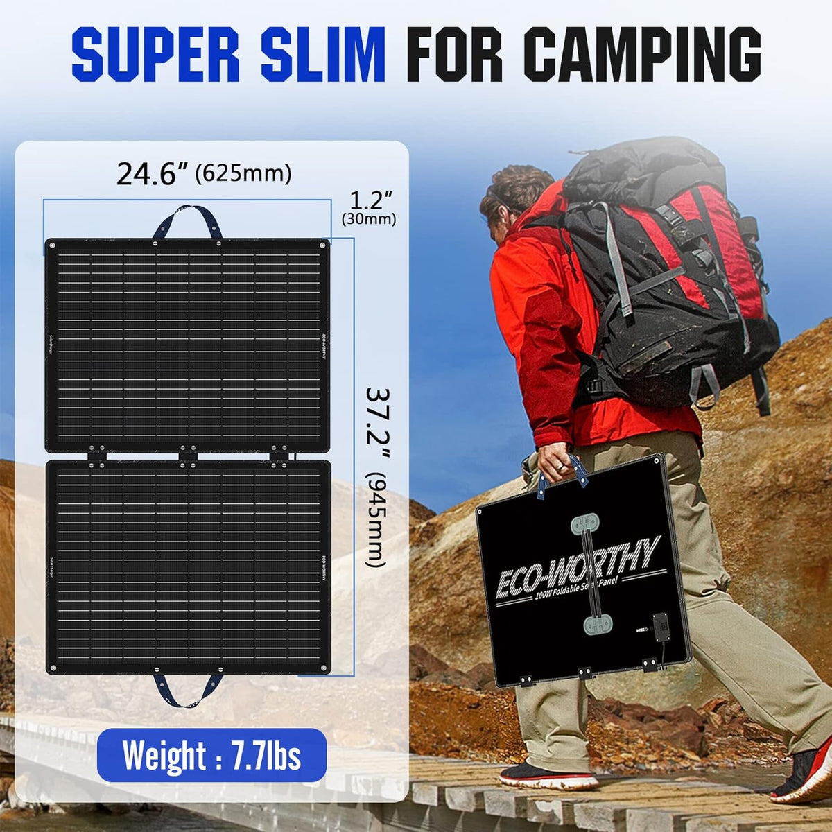 100W Portable Foldable Solar Panel Kit with Adjustable Kickstand Z10159