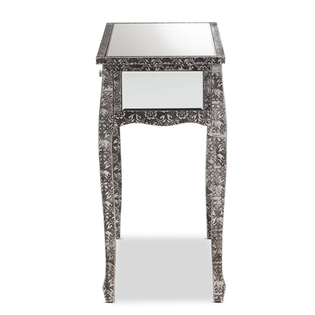 Mirrored Glass 2 Drawer Console Table Y555872