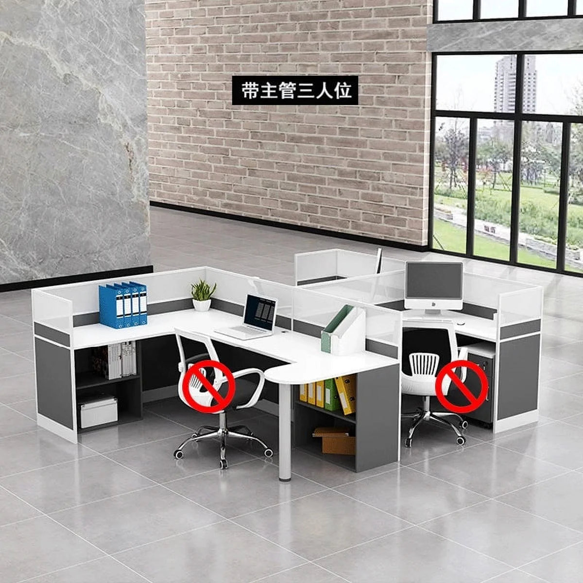 Creative Designer Screen Workstation Office Desk and Chair Y55704