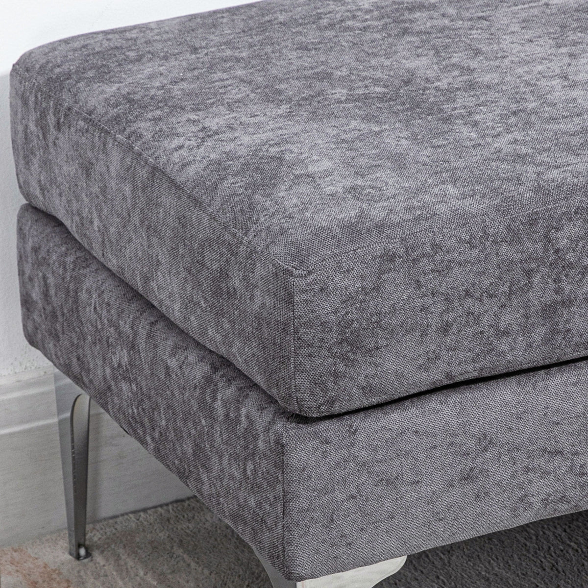 48" Dark Gray End of Bed Bench with Steel Legs O4323