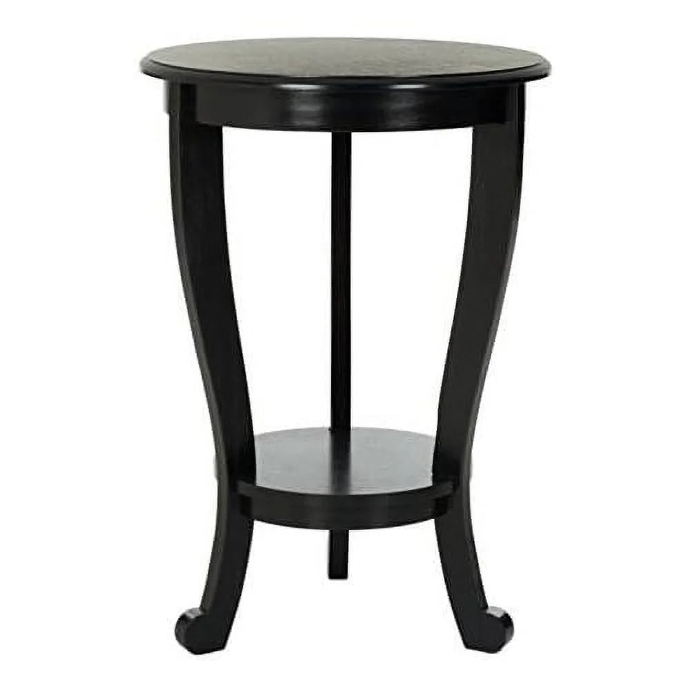Black Wood Pedestal Side Table Set Of 2 V492