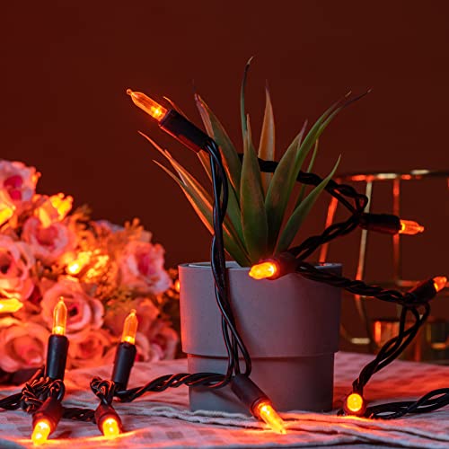 200 Orange LED Christmas Lights Black Wire 2 Strands 33 Feet M484160