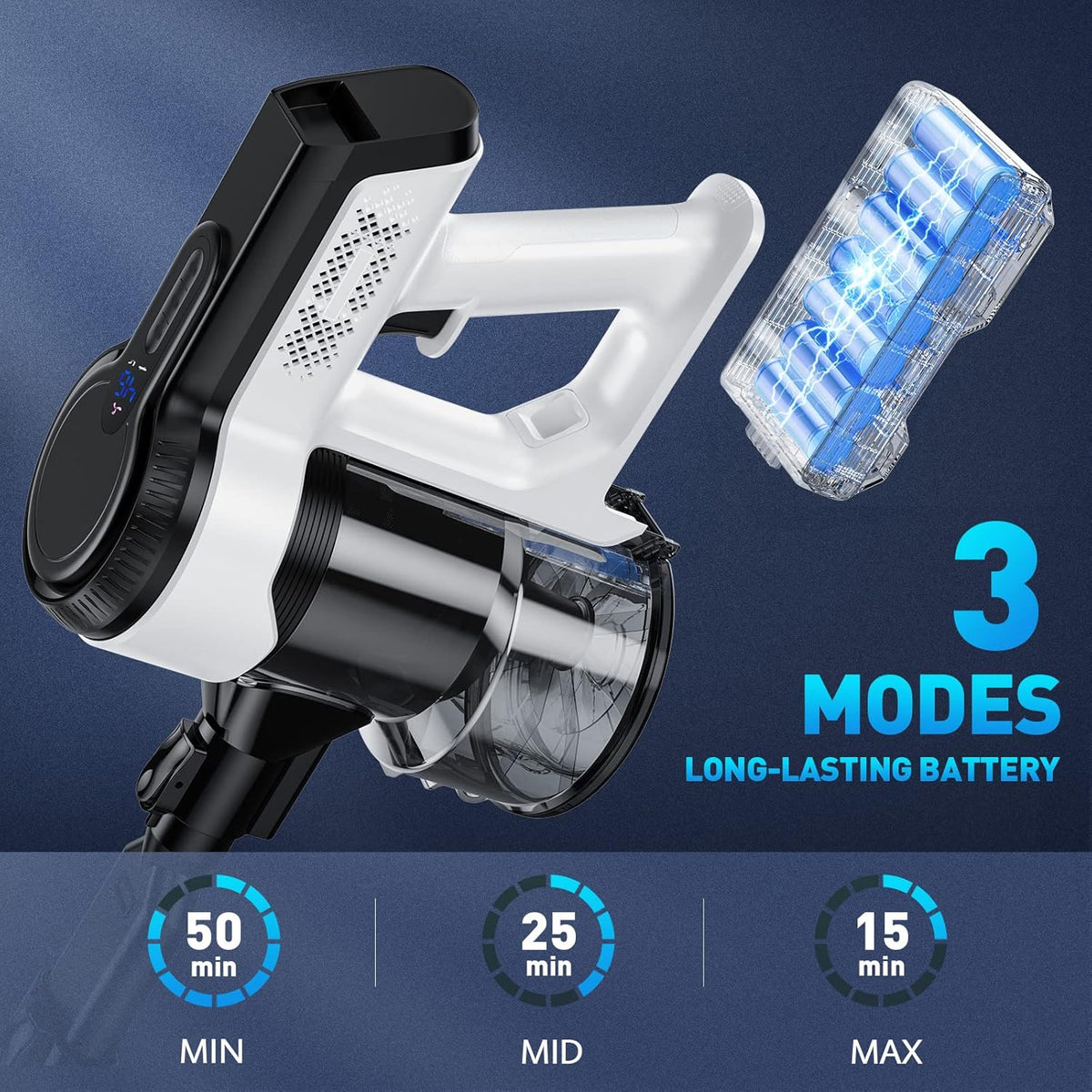 Cordless Vacuum Cleaner 26Kpa Lightweight Handheld Stick Vacuum with Electric Mop E494463