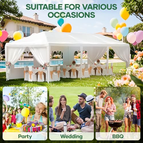 10'x30' White Party Tent with 8 Removable Sidewalls V4201