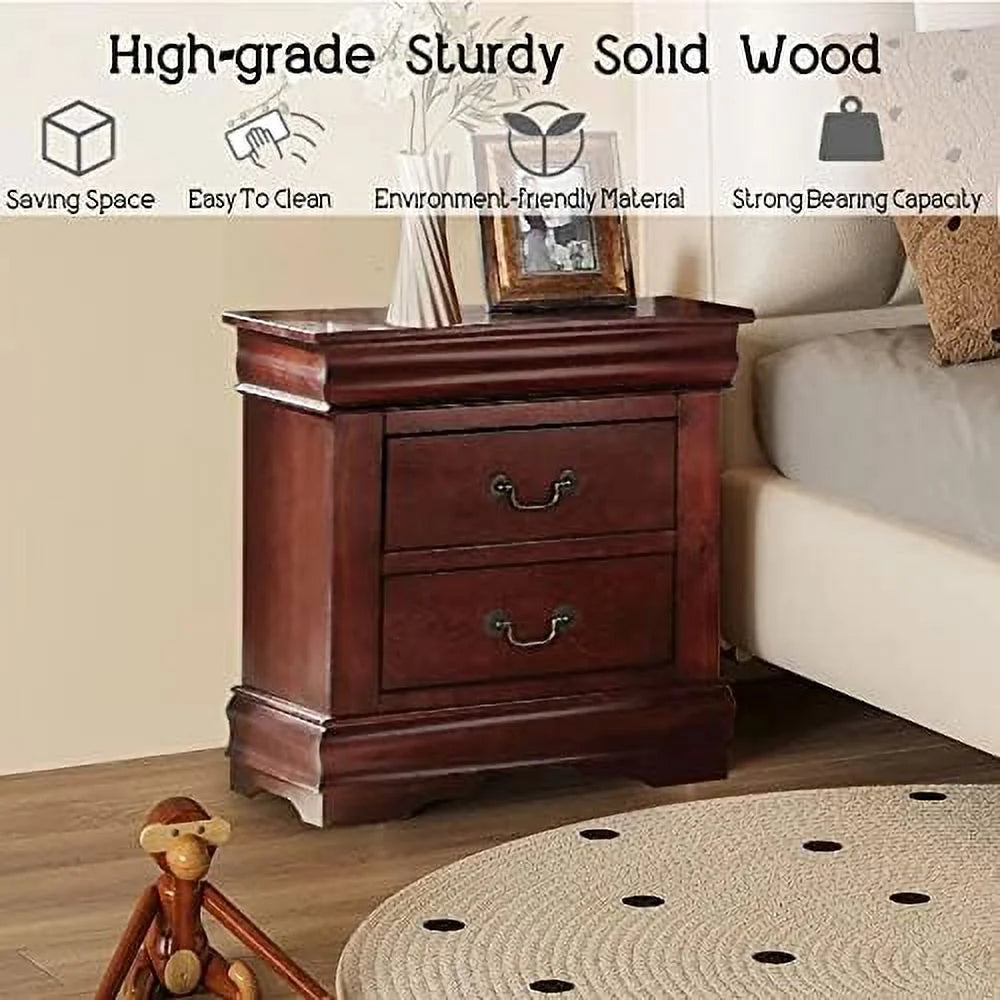 Small Wooden Nightstand with 2 Drawers N838