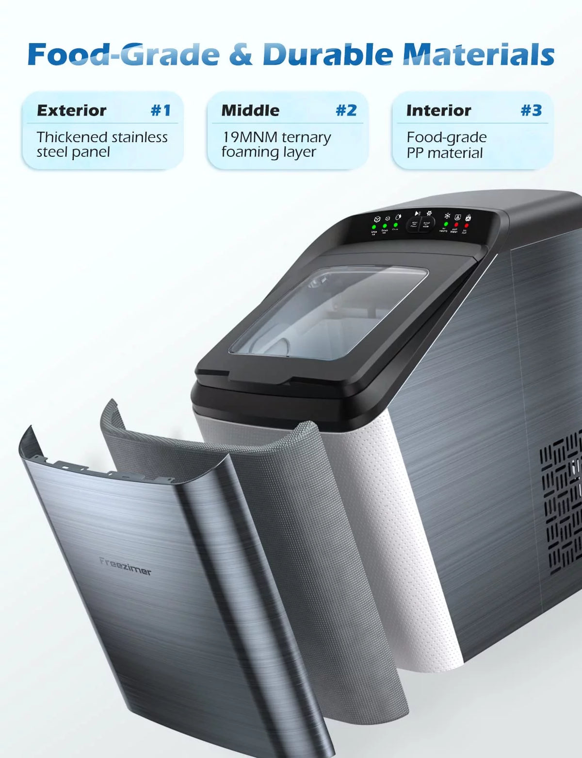 Black Countertop Bullet Ice Maker, 33Lbs, 2 Size Ice Cubes X328