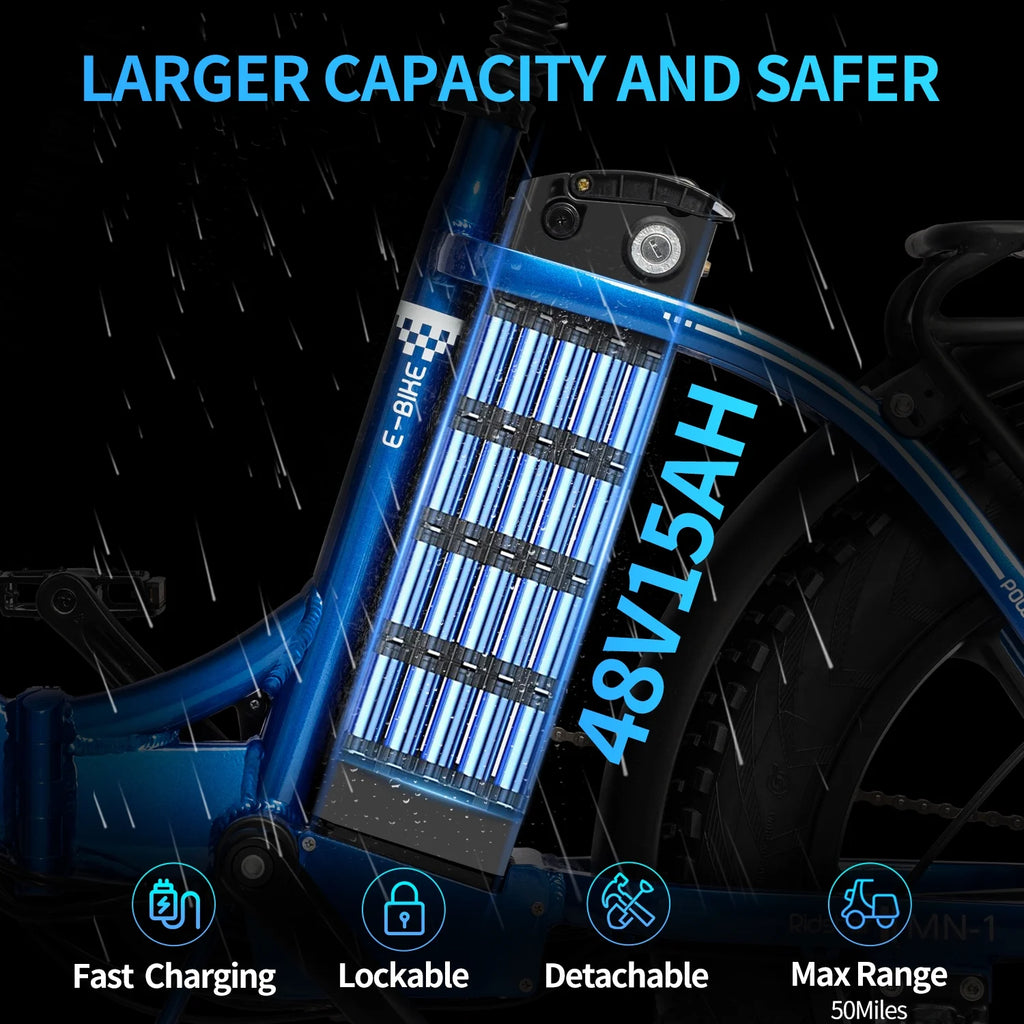 1000W 48V 15Ah Fat Tire Folding Electric Bike A692007