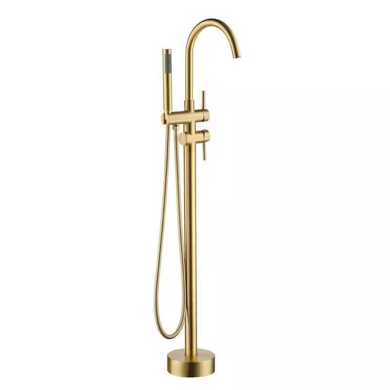 Brushed Gold Freestanding Bathtub Faucet with Handheld Shower R820917