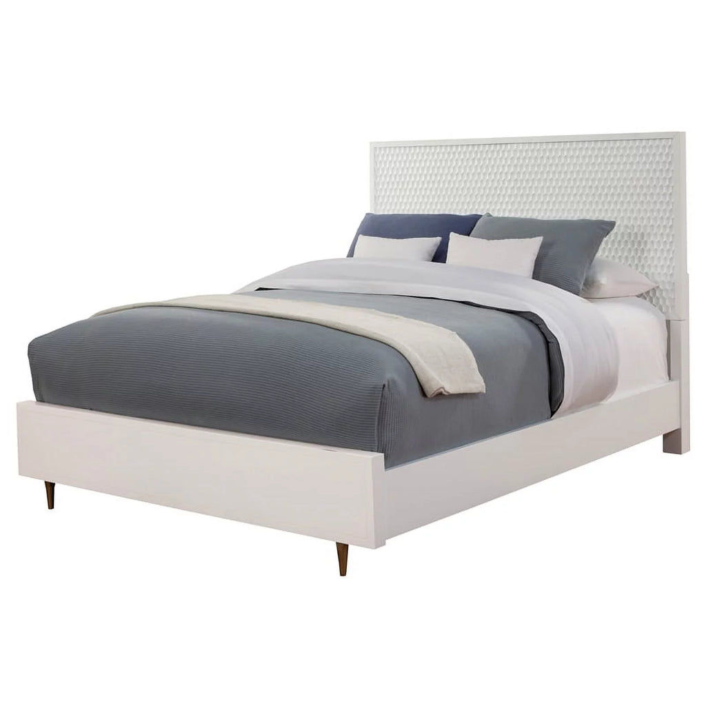 White Full Panel Bed & Bedroom Vanity 2-Piece Set X7639