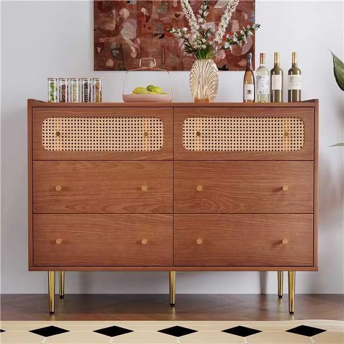 6 Drawer Rattan Dresser F781