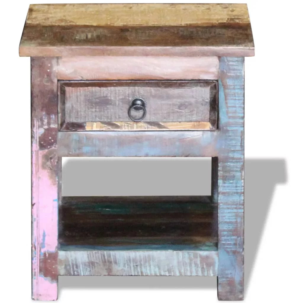 Solid Reclaimed Wood Side Table with 1 Drawer P743